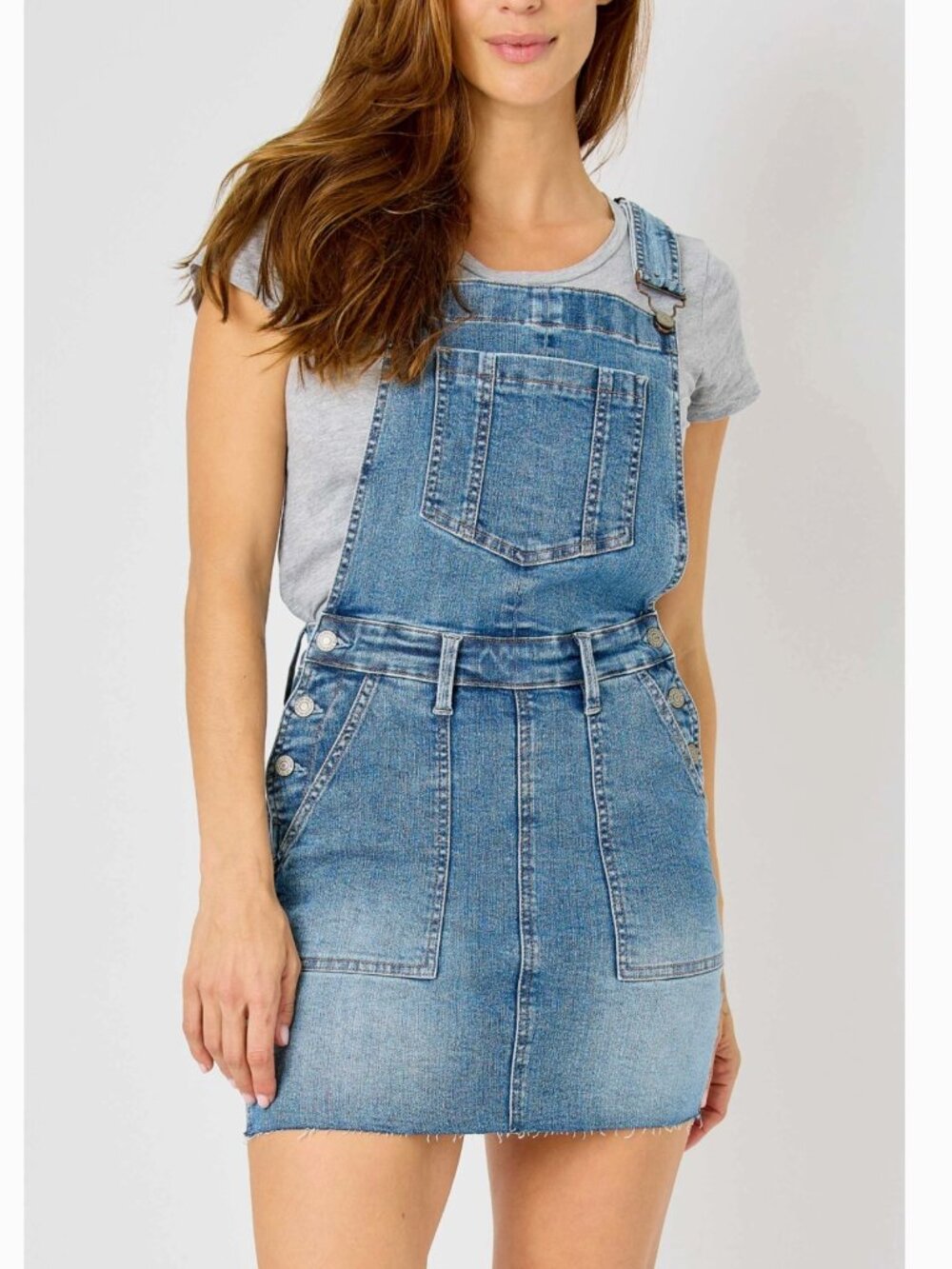 JUDY BLUE Overall Skirt Stretch Denim Size XL Cut Off 15 (32) NEW